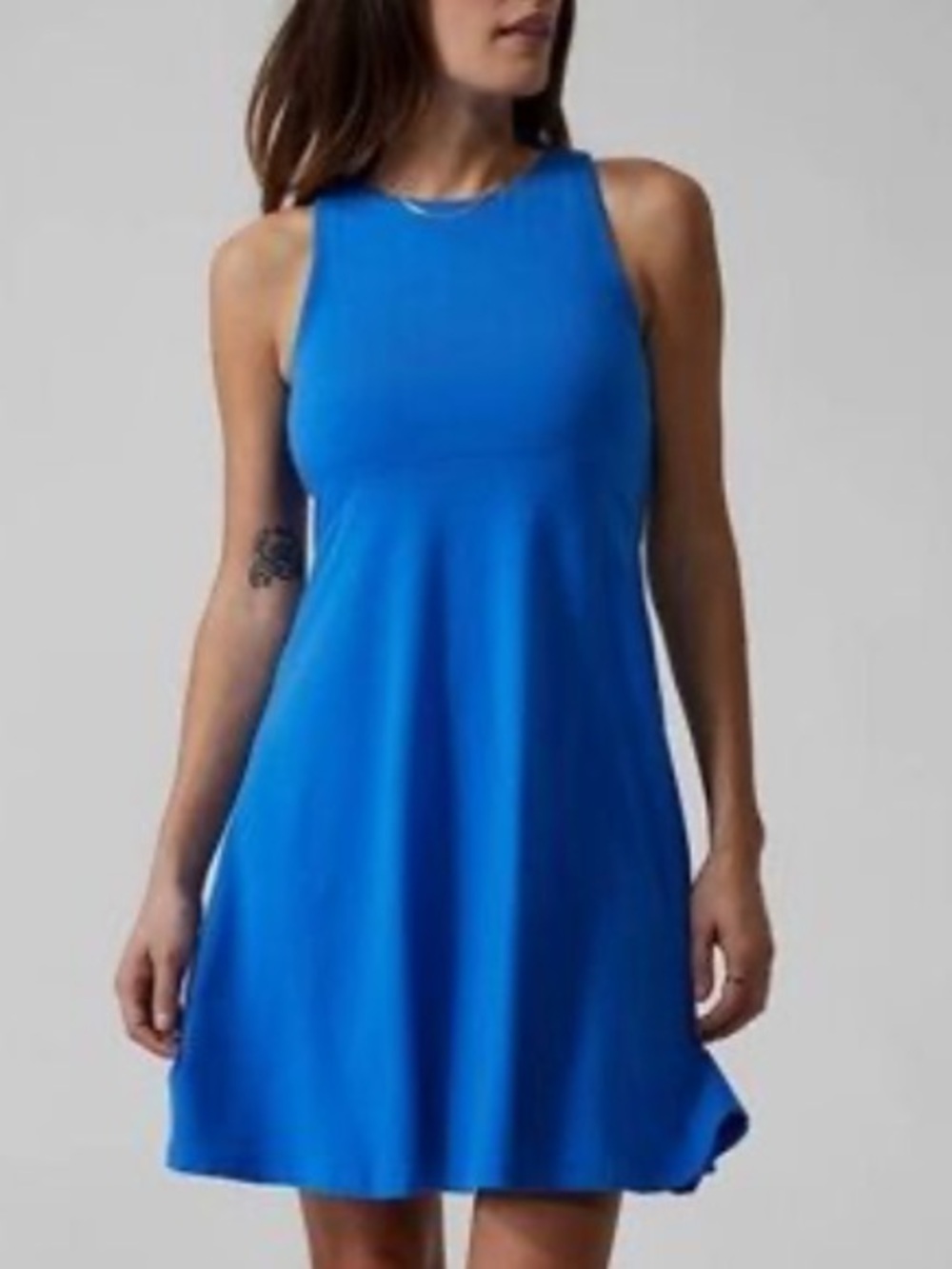 NWT size XL Athleta Santorini Thera Blue Sleeveless A-Line Dress